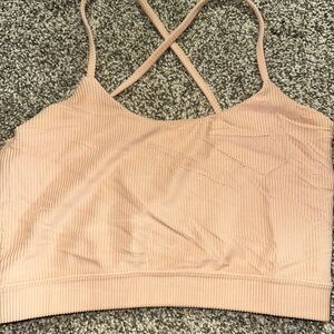 Tribe Kelley Ribbed Pink Strappy Crop Top